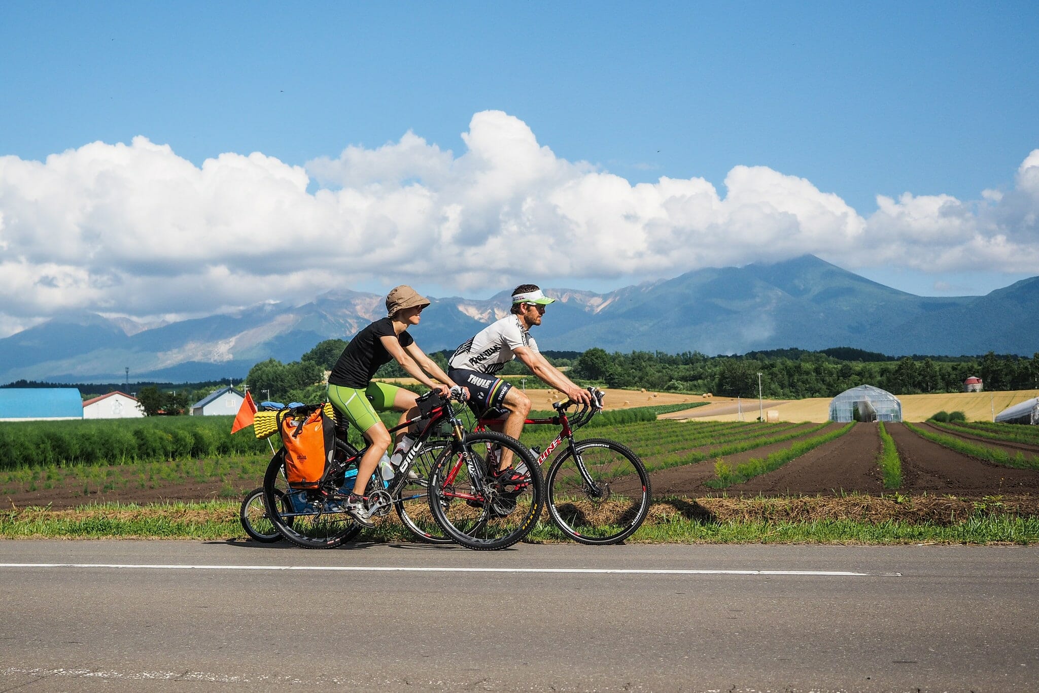 Cycle touring with a camper in Furano, Hokkaido