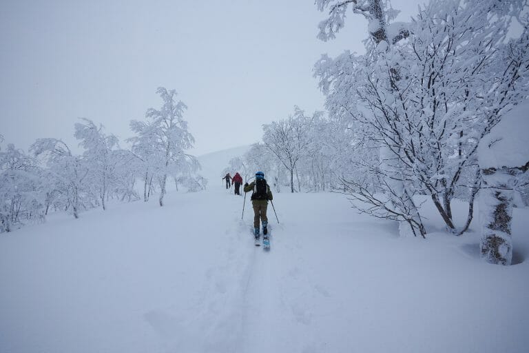 Mt. Onuma backcountry ski touring in Jozankei, Hokkaido, Japan