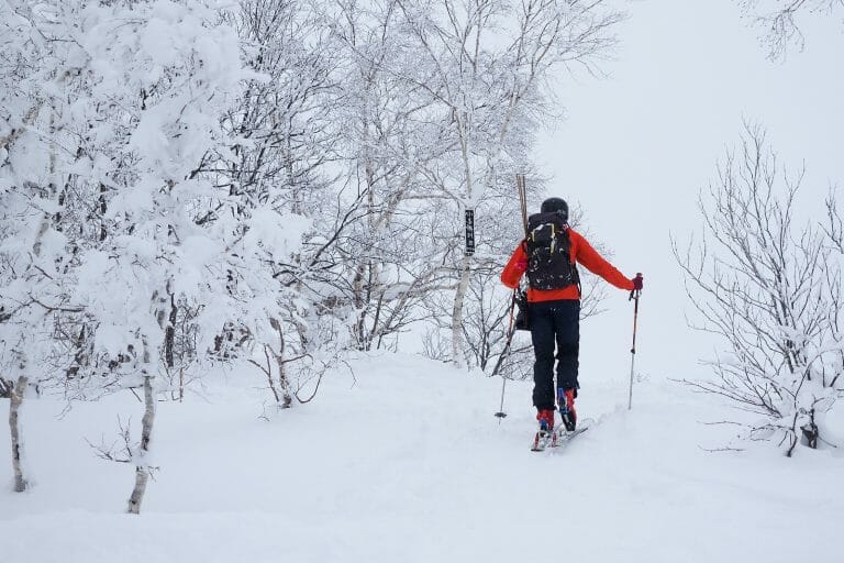 Mt. Kokimobetsu backcountry ski touring in Hokkaido, Japan