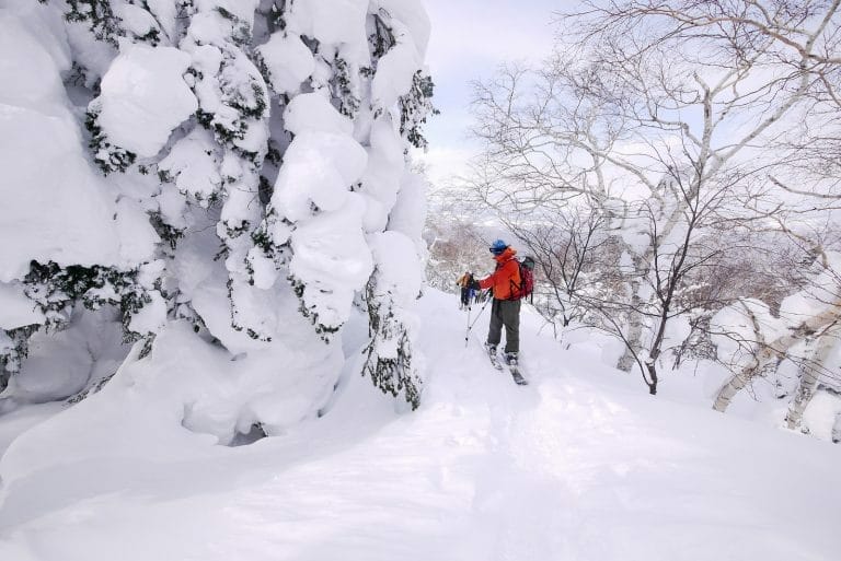 Mt. Furano backcountry ski touring route in Hokkaido, Japan
