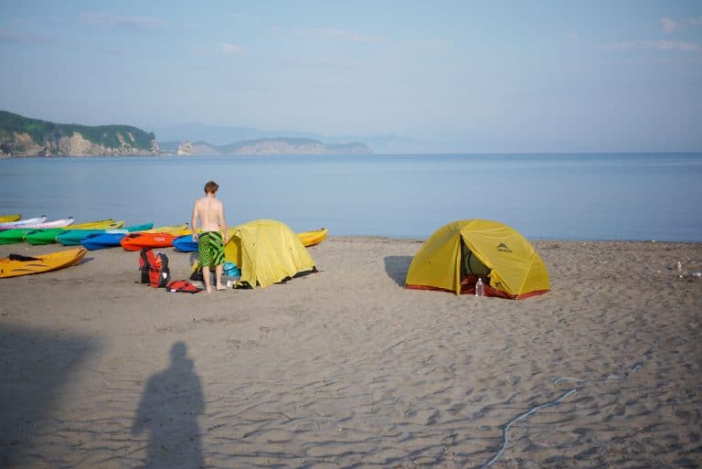 Camping on beach in front of Blue Holic Kayaks in_6036954364_l