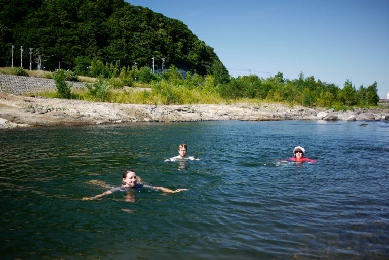 Cooling off (swimming) in the Toyohira River, Sapporo, Japan_6037222857_l