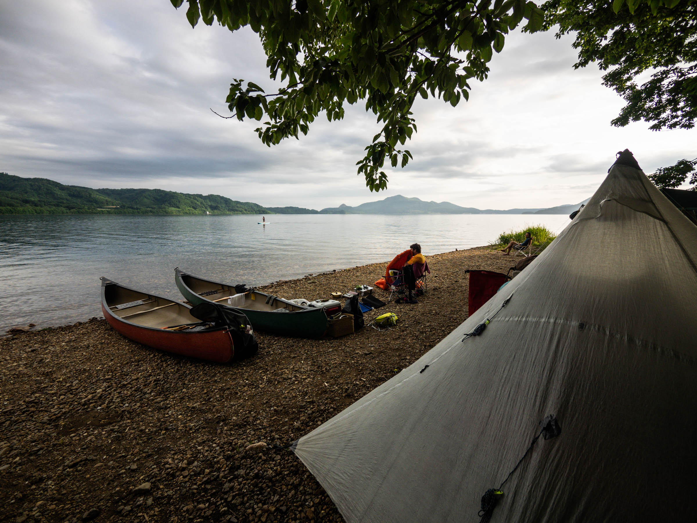 Camping when canoeing in Hokkaido